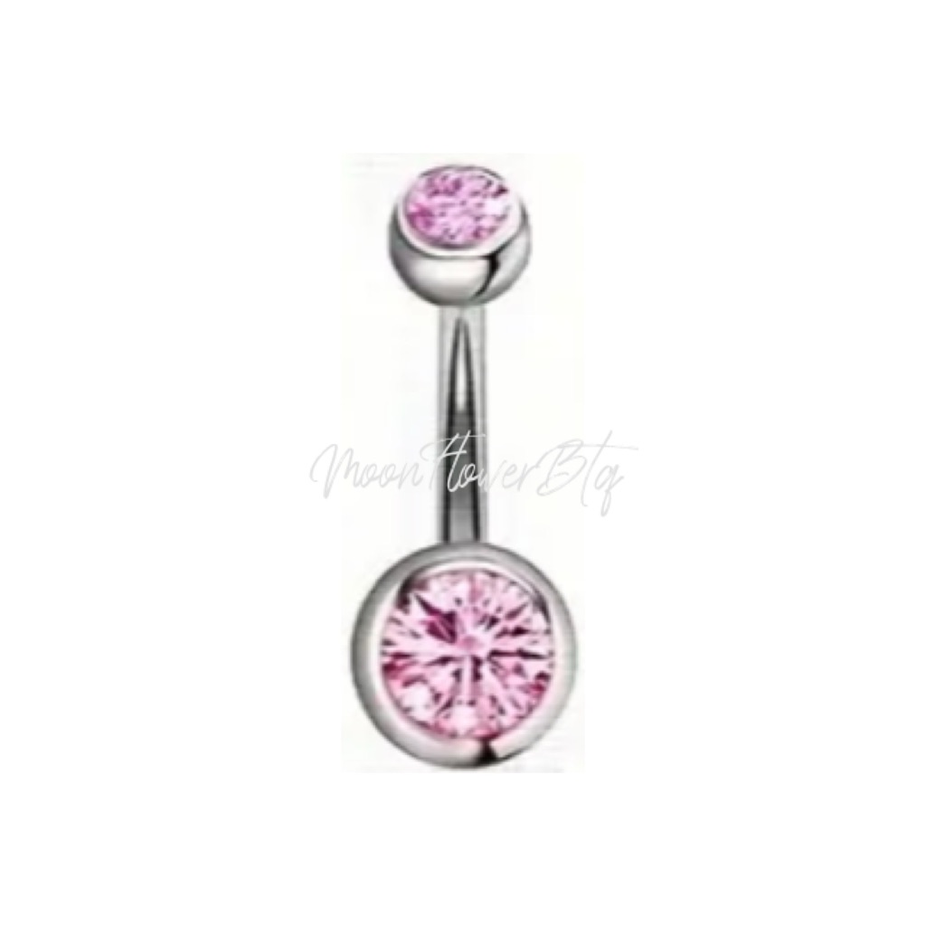 Light Pink Cz Navel Belly Button Ring 15$